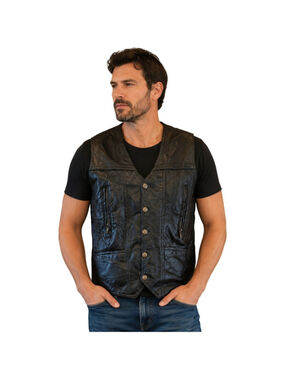 Roberto amee genuine pig leather bomber vest snap up sz M grunge black mens EUC